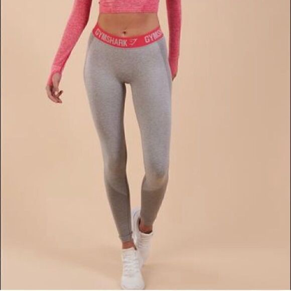 ♥️ GymShark Grey Leggings with Pink Waistband (new with out tags) size Medium V3 - Picture 10 of 14